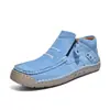 Sapatos Femininos de Moda de Novo Tamanho Grande Transfronteiriços, Sapatos Casuais para Exterior, Sapatos Planos Slip-On de Couro Feitos à Mão, Sapatos Versáteis de Cano Alto para Primavera