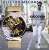 Nuevo Producto Forsining Moda Masculina Casual Simple Correa de Malla Tejida Resistente al Agua Reloj Mecánico Manual Provincia de Guangdong