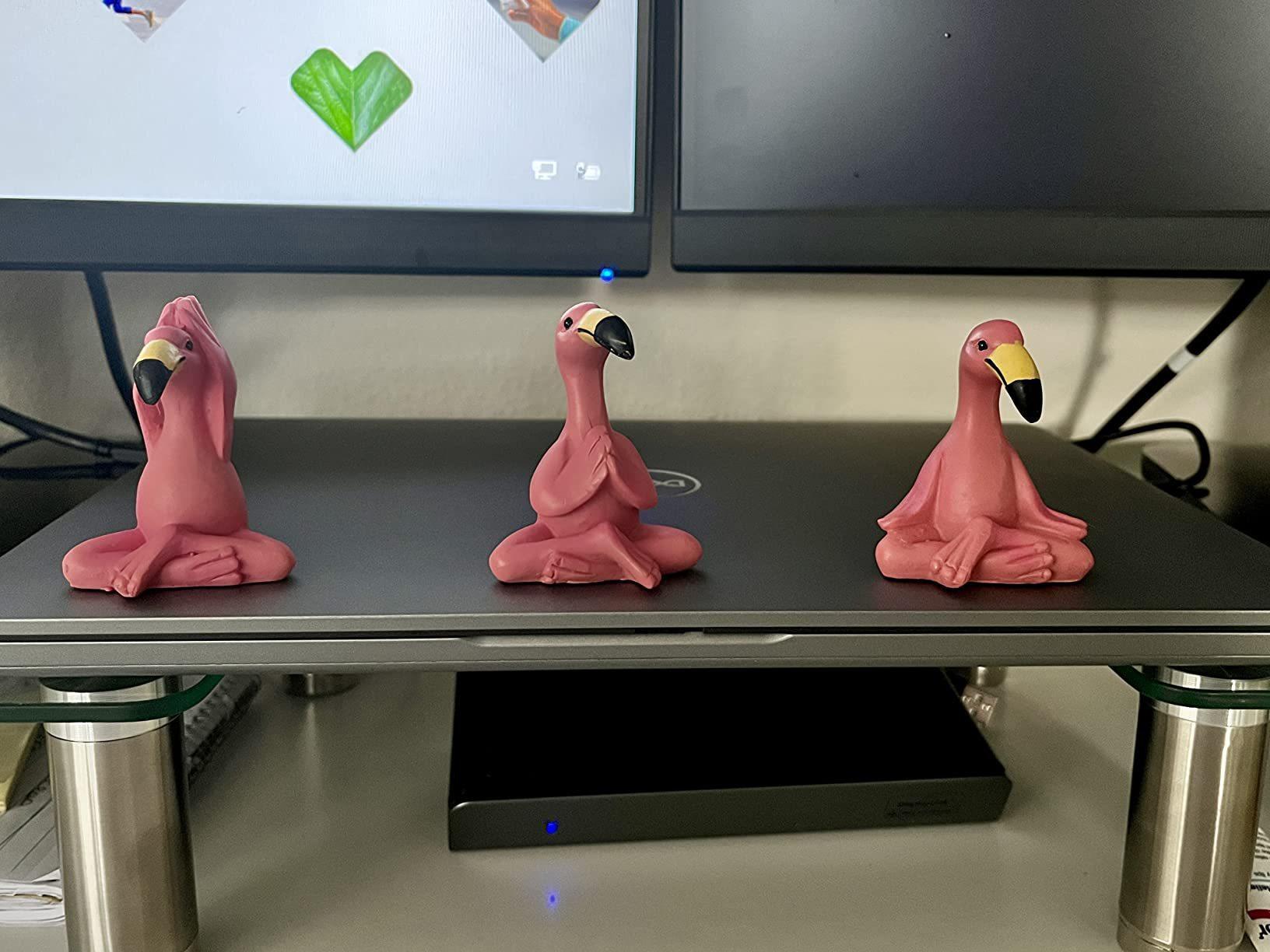 瑜伽火烈鸟雕像树脂工艺品摆件