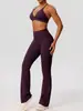 Conjunto popular de ropa de yoga: Conjunto de dos piezas de estilo europeo y americano: sujetador deportivo ajustado de doble cara cepillada y pantalones largos moldeadores de glúteos para correr y fitness