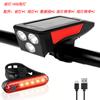 Faro de bicicleta led impermeable recargable por USB solar bocina equipo para ciclismo bicicleta de montaña juego de advertencia luz trasera
