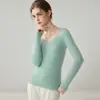 2026 Novo Suéter 100% Caxemira Feminino Gola V Outono e Inverno Pulôver Tricô Macio Pegajoso Slim Fit Mostra Fino Camada de Base