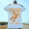 Camiseta Trendy de Dibujos Animados Estilo Hip-Hop Americano Oversized para Hombre, Corte Holgado, Talla Grande, Extra Grande, Manga Corta