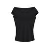 Estilo Pura Pasión Sexy Cuello de una Sola Línea Espalda Descubierta Manga Corta Tejido de Punto Verano Nuevo Delgado Color Sólido Camiseta Top para Mujer