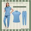 Uniformes Médicos Stretch, Roupas de Lavar à Mão de Manga Curta para Sala de Cirurgia, Tops Femininos, Roupas de Trabalho, Uniformes de Enfermagem, Roupas Cirúrgicas para Doutores, Roupas de Enfermagem