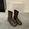 Otoño/Invierno 2026 Nuevas Botas de Calceta Elásticas de Punta Redonda para Mujer, Botas Adelgazantes de Suela Plana, de Altura Elevada, Temperamento Versátil, de Ponerse, de Caña Alta, Largas