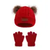 Amazon Transfronterizo Gorro de Punto para Niños Otoño e Invierno Set de Dos Piezas Gorro de Lana Gorro con Pompón Gorro Engrosado Cálido a Prueba de Viento