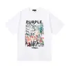 Comércio Exterior Marca da Moda Marca Roxa Logo Clássico de Letras Estampado Manga Curta Névoa Rua Americana Marca da Moda Camiseta