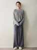 Tallas Grandes Punto Cuello Redondo Rayas Lana Punto Delgado Cachemira Punto Mujer Estilo Perezoso Casual Holgado Otoño Nuevo Estilo
