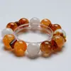Pulsera de Cristal Fantasma Copo de Nieve Natural Luna Danzante y Montaña para Mujer, Flor Versátil de Resina Amarilla Pulsera Ojo de Tigre Dorado Venta al por Mayor