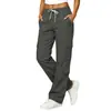 Primavera y Otoño 2026 Amazon Transfronterizo Algodón y Lino Casual Pantalones Cargo Multibolsillo Pantalones de Mujer Pantalones Cargo de Mujer