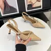 Sandalias de Mujer con Punta Fina y Tacón Delgado, Novedad Verano 2026, Tacones Altos de Charol Color Nude, Elegantes Sandalias sin Espalda con Correa Única