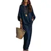 Colección de otoño transfronteriza europea y americana 2026: conjunto de dos piezas para mujer, top casual liso de estilo bohemio y falda larga