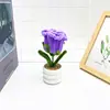 Hilo de Varilla Retorcida Nueva Flor de Rosa Tejida a Crochet Planta Pequeña en Maceta Ramo de Rosas DIY Decoración de Escritorio de Oficina Planta Pequeña en Maceta