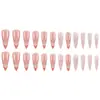 Manicure de Amêndoa Transfronteiriça Mais Vendida Unhas Longas Simples e Elegantes Moda Francesa Unhas Usáveis 24 Peças Adesivos de Unha Prontos