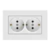 Interruptor de Parede Tomada de Energia Painel Estilo Europeu Comércio Exterior Interruptor de Orifício Redondo Painel de PC Branco Controle Duplo Simples
