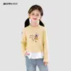 Roupa Infantil Meninas Camiseta Listrada com Renda 2026 Outono Novas Blusas Estilosas para Crianças Roupa de Outono de Manga Comprida para Crianças Mais Velhas