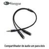 Hengyue 3,5 mm um minuto dois cabo adaptador de áudio Fone de ouvido Sharer de 4 níveis com microfone dois em um