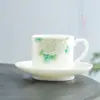 Xícara e Pires de Café Branco Puro Yuerui Xícara e Pires de Porcelana Branca Europeia Xícara para Chá da Tarde Xícara para Chá de Flores Xícara Britânica Hotel Logotipo Imprimível