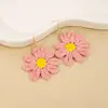 Aretes de Margarita Hechos a Mano de Verano, Aretes de Flor de Rafia de Color Contrastante Estilo Bohemio de Vacaciones en la Playa