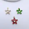 Cobre Chapado en Oro Conserva el Color Zircón Microincrustado Estrella de Cinco Puntas 3D Colgante Hecho a Mano DIY Colgante de Collar Pulsera Encanto Pequeño