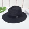 Sombrero de Copa de Verano para Mujer con Marca M Británico Combinable Sombrero de Jazz Sombrero de Sol de Playa Sombrero de Sol de Paja Panameño