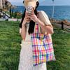 Grande Promoção Bolsa de Ombro Xadrez Arco-Íris Estilo Hyuna Feminina Primavera e Verão Viagem Mais Fácil de Combinar Bolsa de Mão Bolsa de Compras de Grande Capacidade