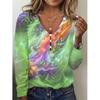 Site Independente Exportação Transfronteiriça Amazon Nova Tendência Venda Quente Gola V Céu Estrelado Tie-Dye Botão de Pérola Manga Longa Camiseta Moletom