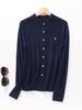 Camisa de Punto con Cuello Polo Solapa Elegante Color Sólido Lana Abrigo Primavera y Otoño Nuevo Suéter Fino de Mujer Cárdigan