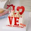 2.14 Decoración de Pastel para el Día de San Valentín Figura de Osito Lindo Sentado Rojo Amor Acrílico Inserto Decorativo para Hornear