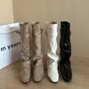 Botas Largas de Punta Cuadrada con Tacón Oculto para Mujer 2026 Otoño Invierno Nuevas Botas Tipo Calcetín Versátiles de Moda Botas de Caballero Negro Botas de Mujer Botas de Moda
