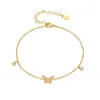 Tobillera Misteriosa y Hermosa Super Hada Completa de Diamantes Borla de Mariposa Circona Círculo Fino Joyería de Acero de Titanio Que Mantiene el Color y No Necesita Quitarse Después de Bañarse