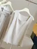 Camisola blanca sin mangas y con cuello cuadrado para mujer, nuevo diseño de verano, estilo nicho, que revela la cintura, simple y versátil, con tirantes de amarre