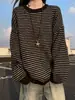 Suéter de Tricô Listrado Gola Redonda Estilo Americano Masculino Outono Solto Estilo Preguiçoso Toque Jovem Suéter Camada Base Camada Superior
