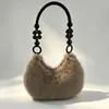 Bolso de Hombro Único para Mujer Estilo Chino Tendencia China Cuentas de Madera Bolso Dumpling Otoño/Invierno Nuevo Moda Personalizado Creativo Bolso de Axila