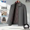 Chaqueta de lana reversible hecha a medida para hombre, invierno, con cuello de solapa, forro engrosado, abrigo corto de lana casual de negocios