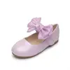 Sapatos Mary Jane Femininos com Laço Delicado, Sapatos de Performance para Daminhas de Honra, Sapatos Planos de Princesa com Velcro e Sola Macia