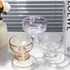 Copo de Vidro Minimalista com Listras Verticais, Copo Alto para Sobremesa, Copo de Sorvete, Copo de Suco, Copo para Bebidas Geladas, Tigela para Iogurte e Pudim, Copo de Sorvete