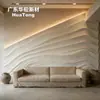Painel de Gesso para Parede de Fundo de Sofá Onda da Montanha GRG Wabi-sabi Casa Grande Parede Inteira Sem Emendas Relevo Tridimensional