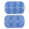 Molde de silicona para pastel de 6 eslabones en forma de rosa