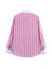Za Vestuário Feminino Fornecimento de Comércio Exterior Primavera/Verão 2026 Nova Moda Elegante Europeia e Americana Camisa Listrada com Gola Reversível e Punhos Blocados por Cor