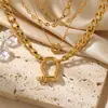 Collar de Apilamiento con Hebilla de Herradura de Tres Capas Estilo Europeo y Americano para Mujer, Cadena de Clavícula Cubana Multicapa de Lujo Ligero, Accesorio Versátil para el Trabajo al Por Mayor