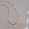 Colar de Pérola de Imitação Prateada em Formato de Coração Acessórios Femininos 2025 Novo Estilo Simples Luxo Leve Nicho High-End Corrente Clavicular Início da Primavera