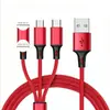 Cabo de Dados Um para Três Carregamento Rápido 3A Cabo de Carregamento Typec Cabo de Carregamento USB para Celular Três em Um Cabo Trançado para Presente
