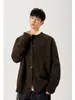 Suéter de cuello redondo estilo Old Money, colección otoño/invierno para hombre, top de manga larga relajado y sofisticado, cárdigan de punto color Maillard