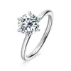 Anillo Clásico de Seis Garras con Moissanita Color D para Mujer, Estilo Lujo Ligero, Anillo de Boda de Alta Gama, Anillo de Plata de Ley S925, Exclusivamente para Ventas Transfronterizas