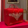 Saco de armazenamento de colcha de casamento, colcha de dote para casa, bolsa de casamento, conjunto de quatro peças, bolsa de embalagem vermelha, tecido Oxford