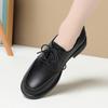 Zapatos de cuero negro suela suave con cordones tacón grueso boca profunda zapatos de trabajo resistentes a las manchas antideslizantes zapatos de mujer terciopelo fino zapatos de mamá zapatos de una sola capa