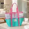 Bolsa fofa para guardar brinquedos de praia infantis, bolsa de malha de grande capacidade para natação, uso ao ar livre na beira-mar, bolsa de praia de malha para maiô