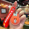 Chaveiro de carro com imitação de couro de urso de desenho animado, pingente de decoração fofo para bolsa de casal, pequeno presente no atacado